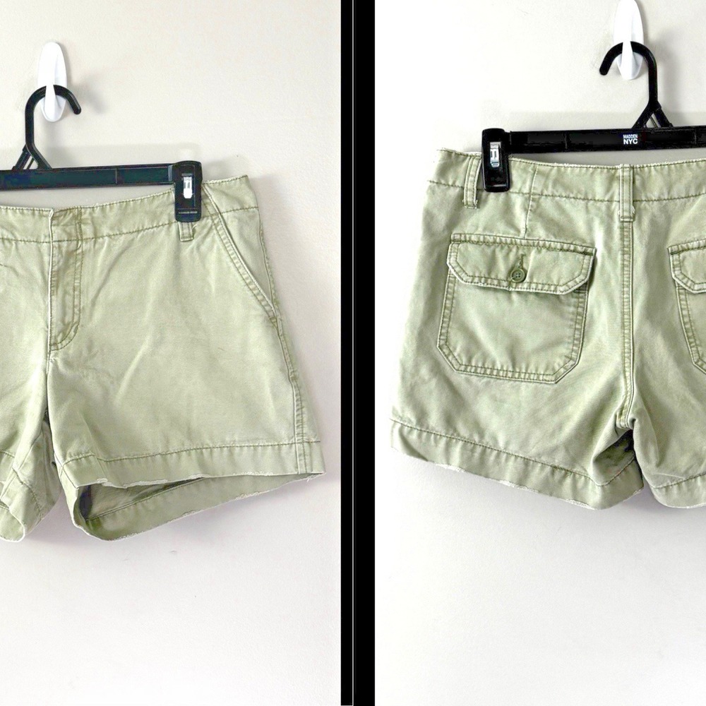 VTG Y2K Low Rise Shorts Womens 6 Olive Camp Ready Preppy 90s Mini Utility Cargo